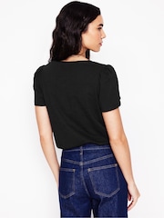Boden Black Short Sleeve V-Neck 100% Cotton T-Shirt - Image 3 of 5
