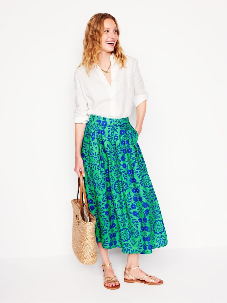 Boden Green Verity 100% Linen Midi Skirt - Image 2 of 6