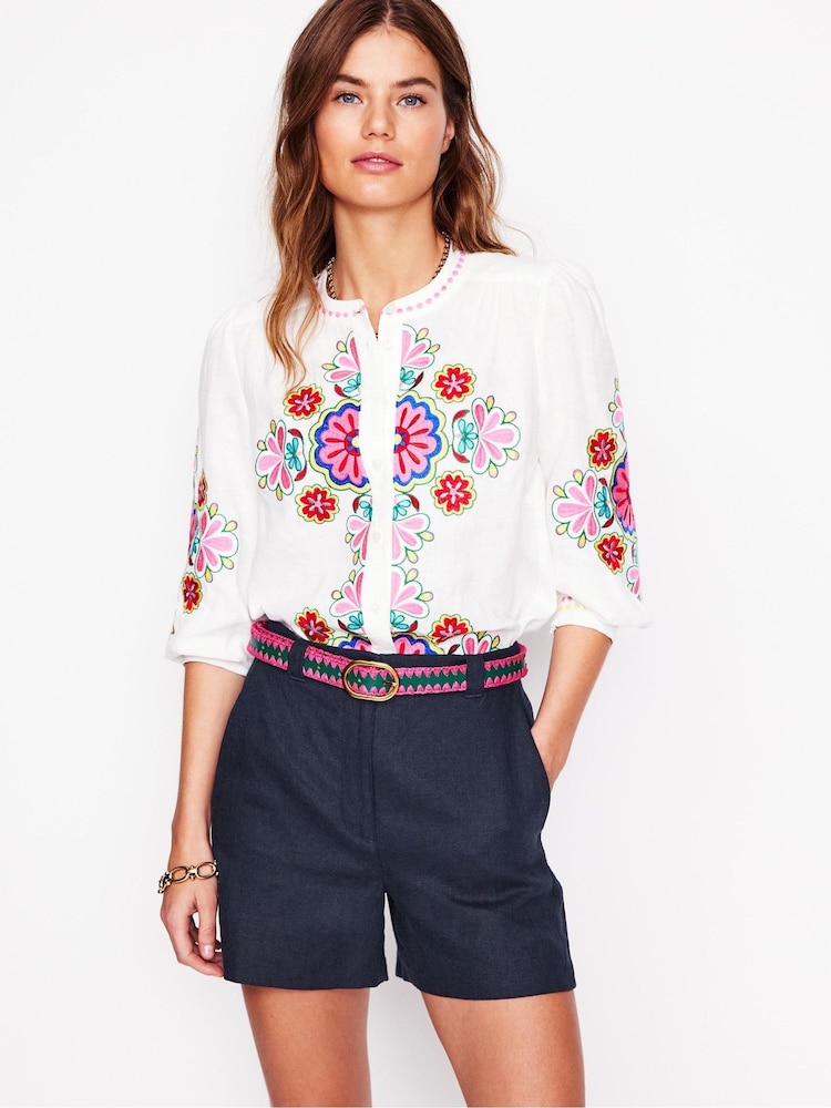 Boden Blue Westbourne 100% Linen Shorts - Image 1 of 6