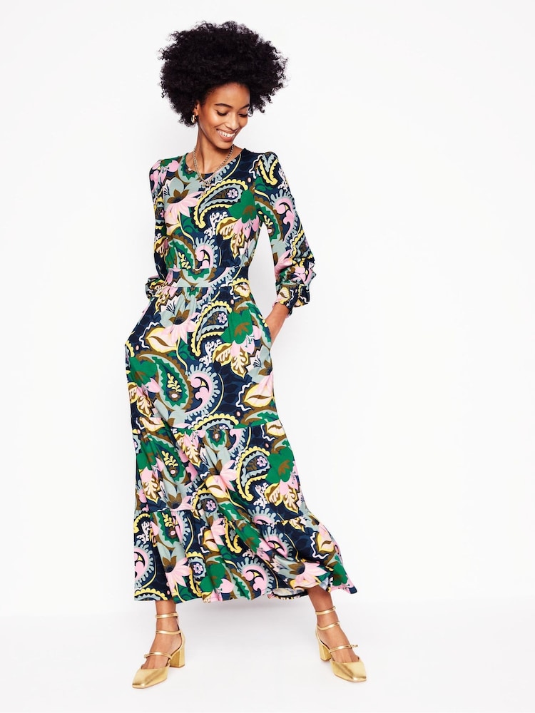 Boden Green Tabitha Tiered Jersey Dress - Image 1 of 6 Boden Green Tabitha Tiered Jersey Dress - Image 1 of 6