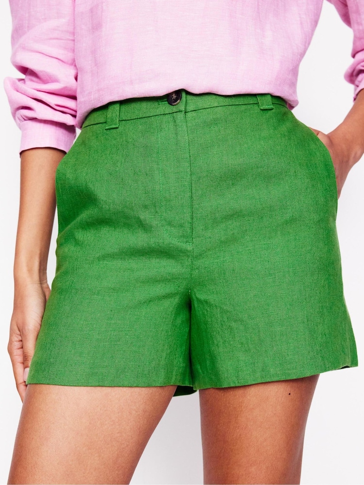Boden Green Westbourne 100% Linen Shorts - Image 4 of 5