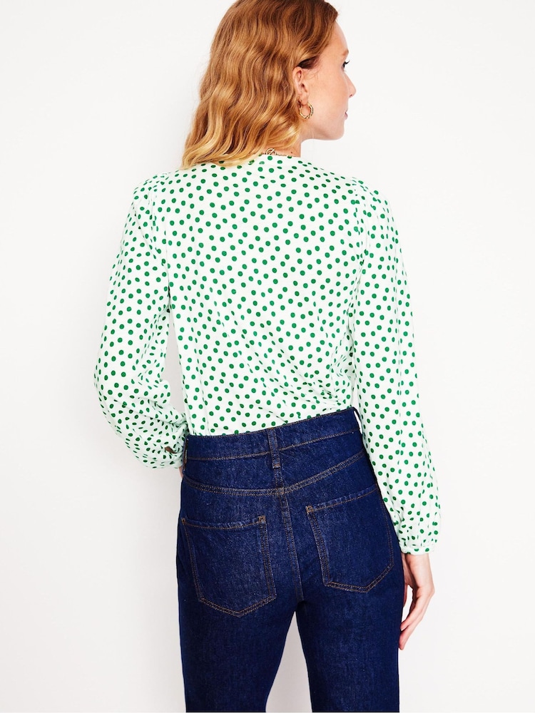 Boden Cream Marina Jersey 100% Cotton Shirt - Image 2 of 6