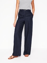 Boden Blue Westbourne Linen 100% Cotton Trousers - Image 1 of 6