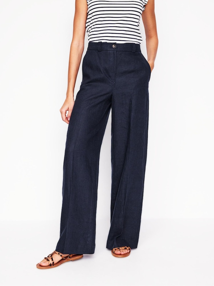 Boden Blue Westbourne Linen 100% Cotton Trousers - Image 1 of 6