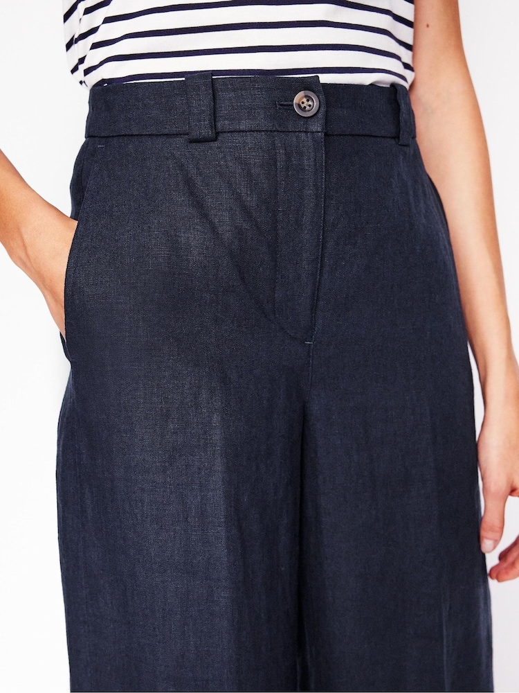 Boden Blue 100% Linen Westbourne Trousers - Image 5 of 6