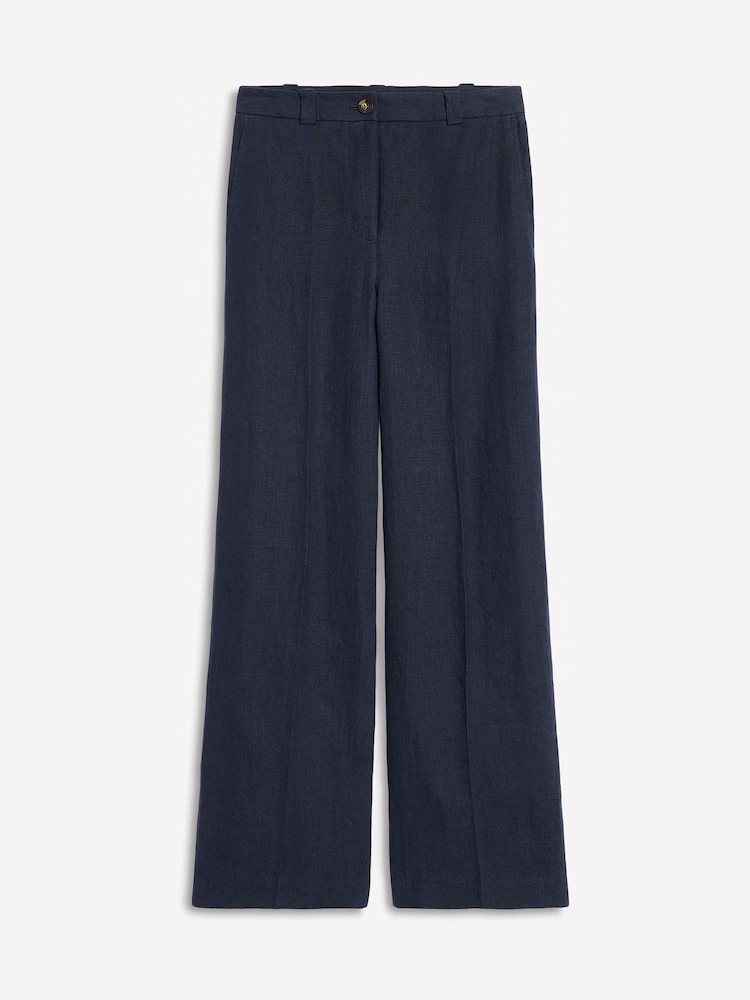 Boden Blue Westbourne Linen 100% Cotton Trousers - Image 6 of 6