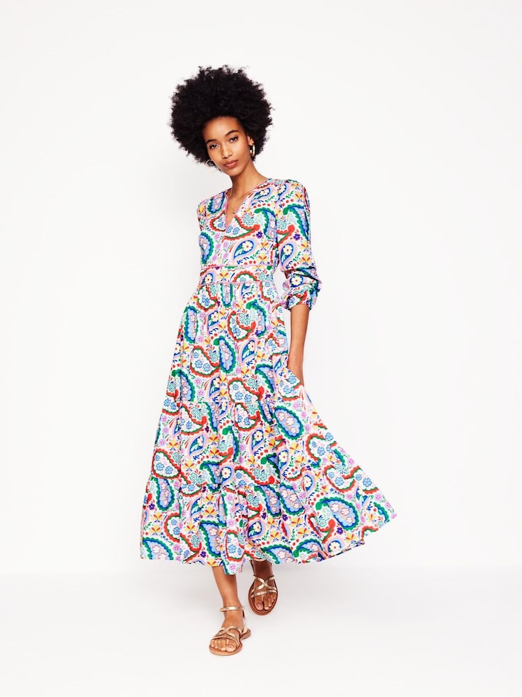 Boden Green Violet 100% Cotton Midi Dress - Image 1 of 8