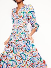 Boden Green Violet 100% Cotton Midi Dress - Image 6 of 8