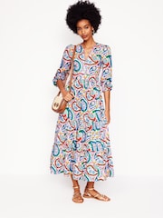 Boden Green Violet 100% Cotton Midi Dress - Image 7 of 8