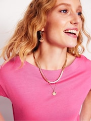 Boden Pink Supersoft Boat Neck T-Shirt - Image 2 of 5