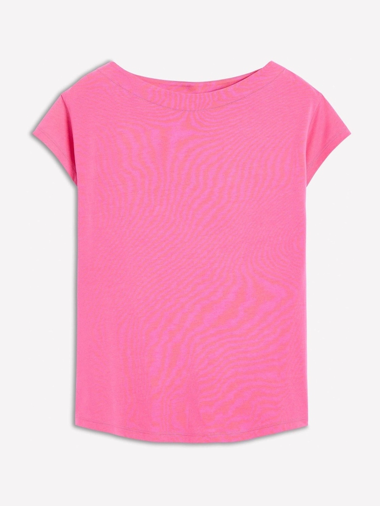 Boden Pink Supersoft Boat Neck T-Shirt - Image 5 of 5