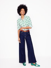 Boden White/Green Sienna Cotton Shirt - Image 3 of 6