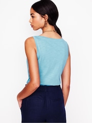 Boden Blue Regular V-Neck Slub 100% Cotton Vest - Image 3 of 5