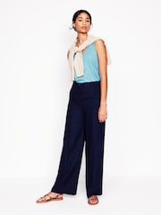 Boden Blue Regular V-Neck Slub 100% Cotton Vest - Image 4 of 5