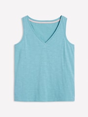 Boden Blue Regular V-Neck Slub 100% Cotton Vest - Image 5 of 5