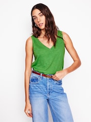 Boden Green Regular V-Neck Slub 100% Cotton Vest - Image 1 of 5