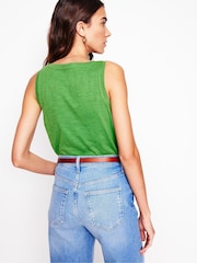 Boden Green Regular V-Neck Slub 100% Cotton Vest - Image 4 of 5