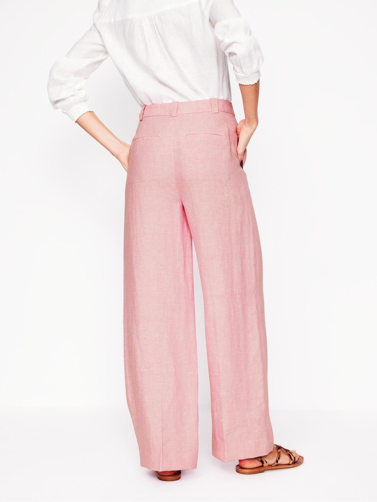 Boden Pink Westbourne Linen 100% Cotton Trousers - Image 2 of 5