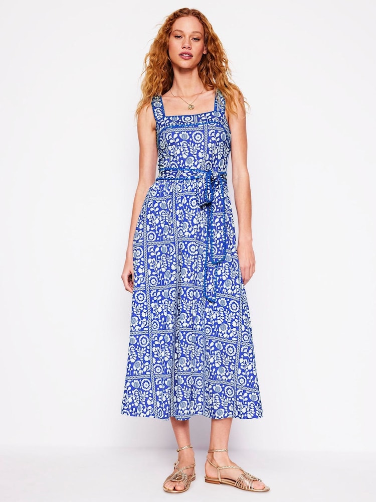 Boden Blue Square Neck Seam Midi Dress - Image 5 of 5