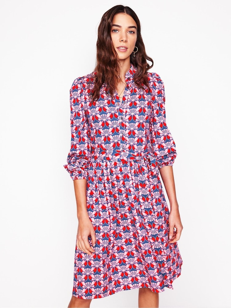Boden Red Willow Frill Short Shirt Dress - Image 2 of 6