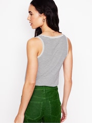 Boden Cream Regular V-Neck Slub 100% Cotton Vest - Image 3 of 5
