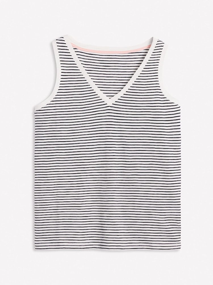 Boden Cream Regular V-Neck Slub 100% Cotton Vest - Image 5 of 5