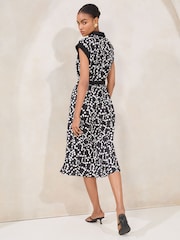 Lipsy Black/White Spot Printed Button Through Midi Shirt Dress - Image 4 of 4
