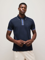 BOSS Blue Regular Fit Logo Parlay 100% Cotton Polo Shirt - Image 1 of 5