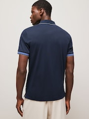 BOSS Blue Regular Fit Logo Parlay 100% Cotton Polo Shirt - Image 2 of 5