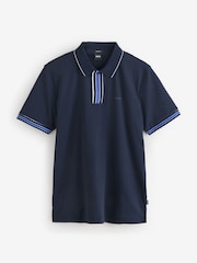 BOSS Blue Regular Fit Logo Parlay 100% Cotton Polo Shirt - Image 5 of 5