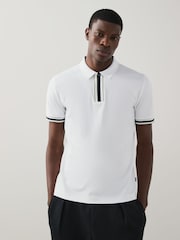 BOSS White Regular Fit Logo Parlay 100% Cotton Polo Shirt - Image 1 of 4