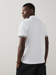 BOSS White Regular Fit Logo Parlay 100% Cotton Polo Shirt - Image 2 of 4