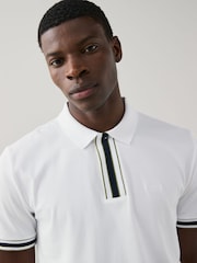 BOSS White Regular Fit Logo Parlay 100% Cotton Polo Shirt - Image 3 of 4