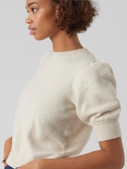 VERO MODA Cream Round Neck Puff Sleeve Knitted Jumper - Image 4 of 4