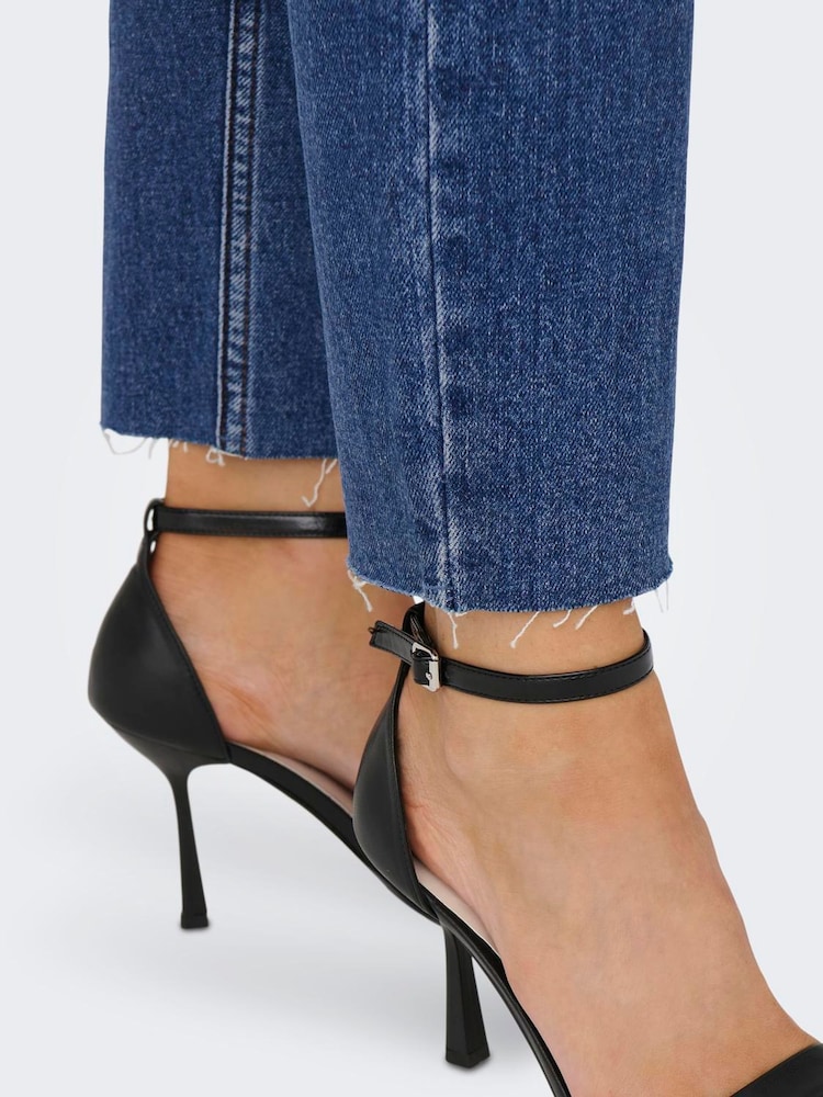 ONLY Blue Emily High Waist Straight Leg Jeans - Image 5 of 7