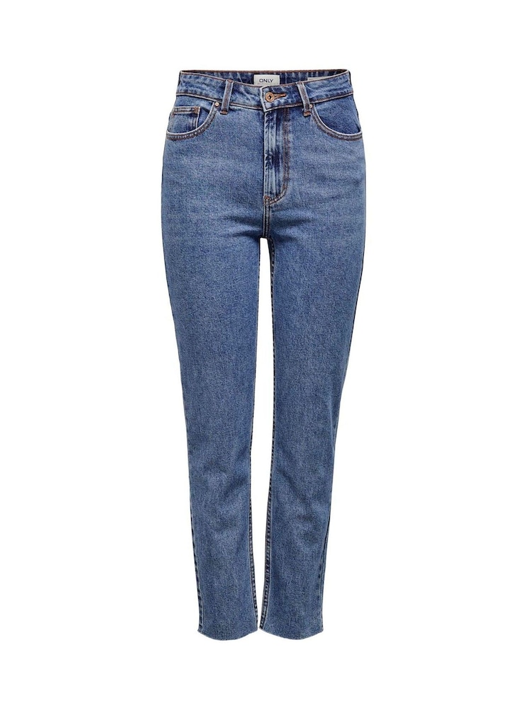 ONLY Blue Emily High Waist Straight Leg Jeans - Image 6 of 7