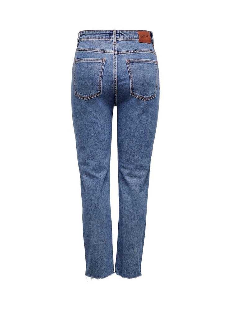 ONLY Blue Emily High Waist Straight Leg Jeans - Image 7 of 7
