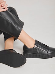 JD Williams White Wide Fit Side Zip Leather Trainers In Wide Fit - Image 4 of 4