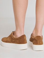 JD Williams Natural Extra Wide Fit Zip Up Leather Trainers In Wide Fit - Image 3 of 4