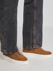 JD Williams Natural Extra Wide Fit Zip Up Leather Trainers In Wide Fit - Image 4 of 4