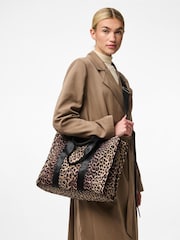 PIECES Black Leopard Shopper Bag - Image 1 of 1