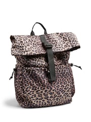 PIECES Black Leopard Print Back Pack - Image 1 of 2