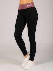 Pineapple Black Brown Womens Wide Waistband Leggings - Image 1 of 6