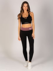 Pineapple Black Brown Womens Wide Waistband Leggings - Image 2 of 6