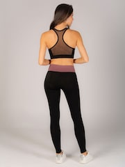 Pineapple Black Brown Womens Wide Waistband Leggings - Image 5 of 6