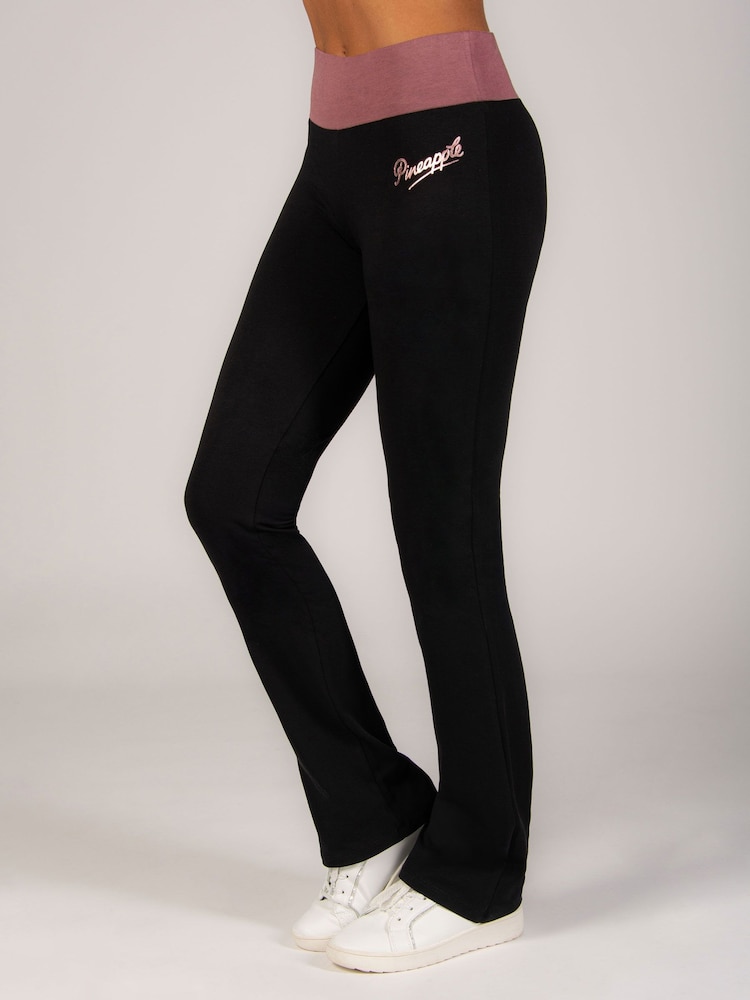 Pineapple Black Brown Contrast Band Bootcut Jersey Trousers - Image 1 of 6 Pineapple Black Brown Contrast Band Bootcut Jersey Trousers - Image 1 of 6