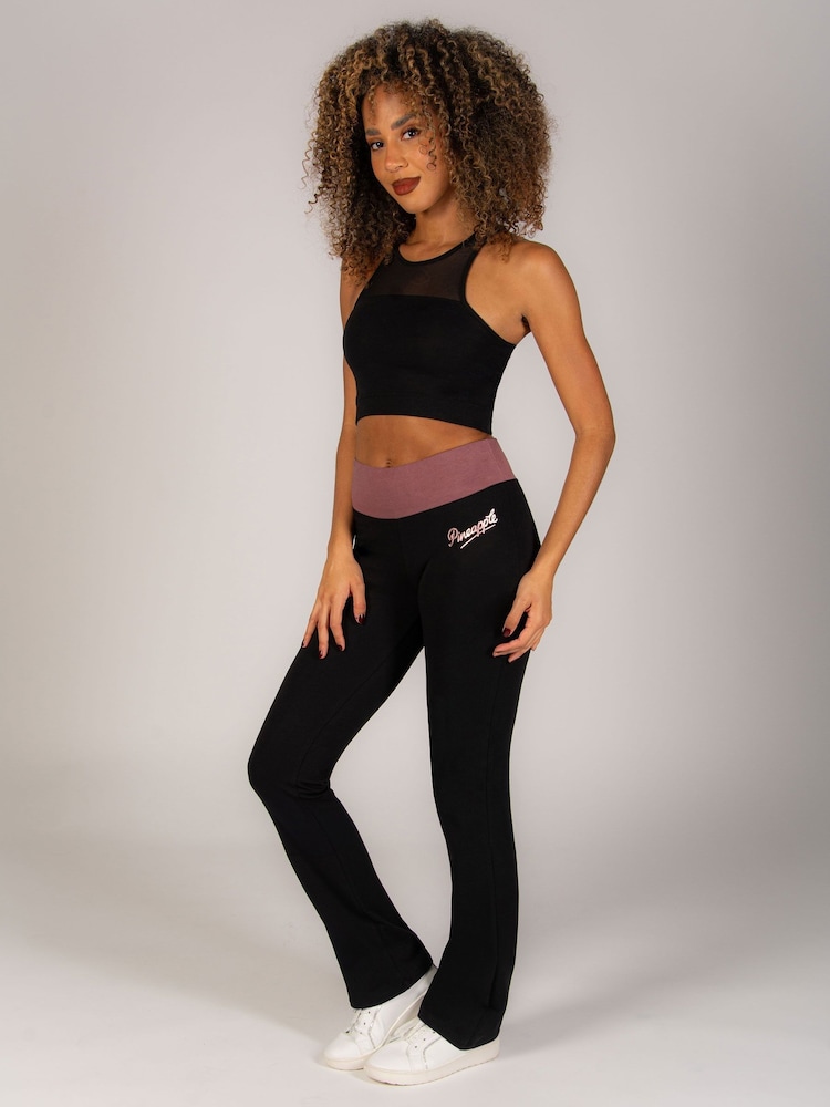 Pineapple Black Brown Contrast Band Bootcut Jersey Trousers - Image 4 of 6