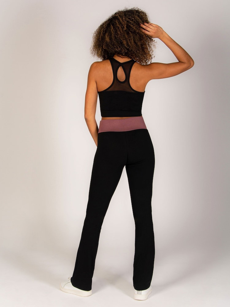 Pineapple Black Brown Contrast Band Bootcut Jersey Trousers - Image 5 of 6