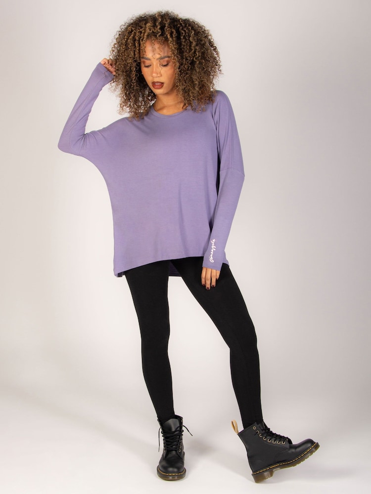 Pineapple Purple Womens Script Long Sleeves Top - Image 2 of 6