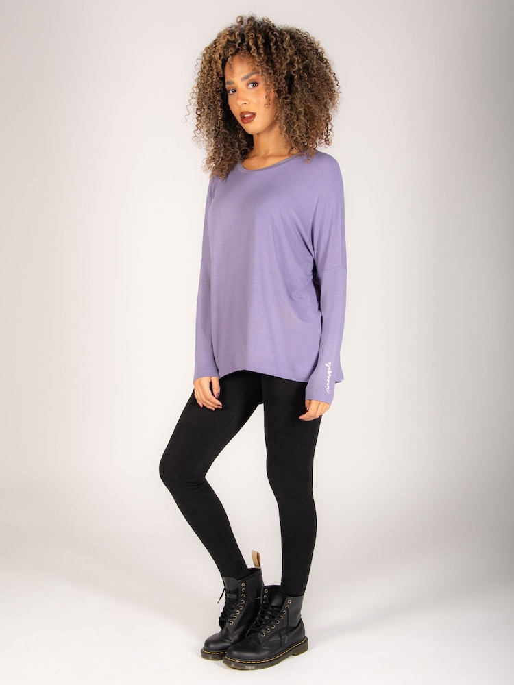 Pineapple Purple Womens Script Long Sleeves Top - Image 4 of 6